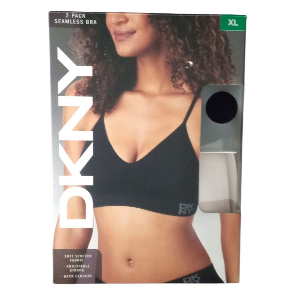 NWT DKNY 2 Pack Seamless Bras Size Extra Large Black White NIB